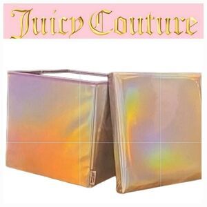 Juicy Couture Home Holographic Faux Leather Lidded Collapsible Storage Cube